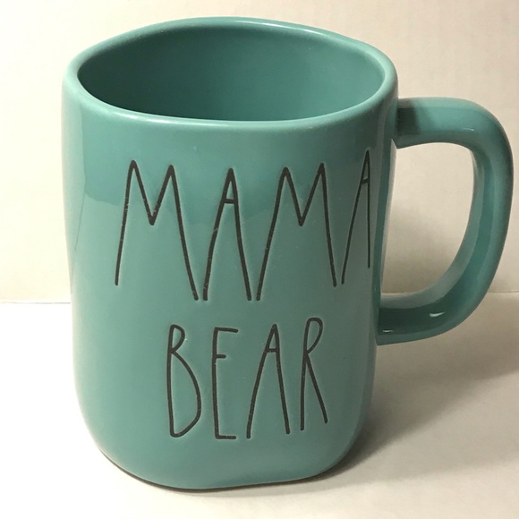 TWO (2) Rae Dunn Mama Bear Ceramic Mugs Teal Blue - Picture 9 of 14